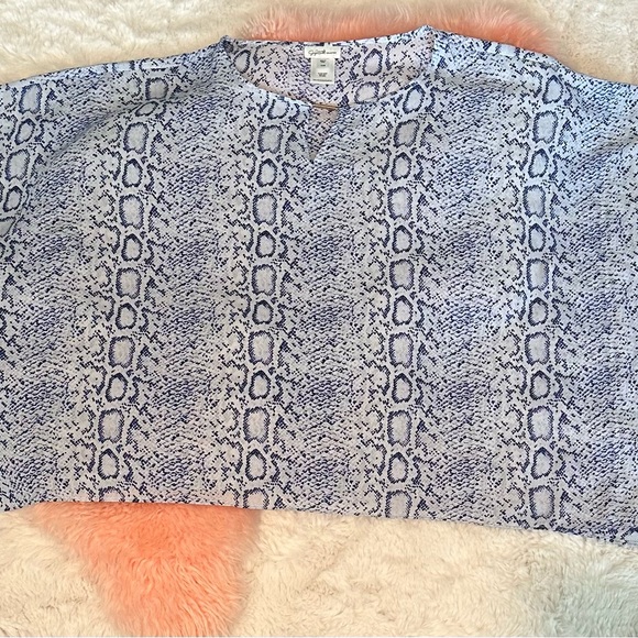 Just My Size 1X/2X Flowy Blue Snakeskin Top - Picture 2 of 3